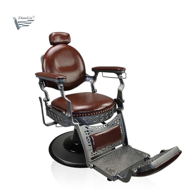 Высококачественное оборудование zhuolie для парикмахерской, мужской парикмахерский стул в стиле ретро для парикмахерской