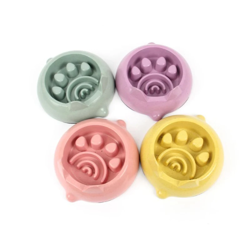 wholesale new design colorful plastic custom pet feeder bowl slow bamboo fiber pet dog feeding bowl