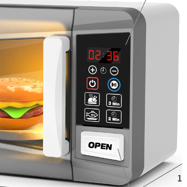 SY Kids Microwave Kitchen Toy Plastic Mini Kitchen Toys Real Cooking Pretend Play Roast Chicken Microwave Oven Toy