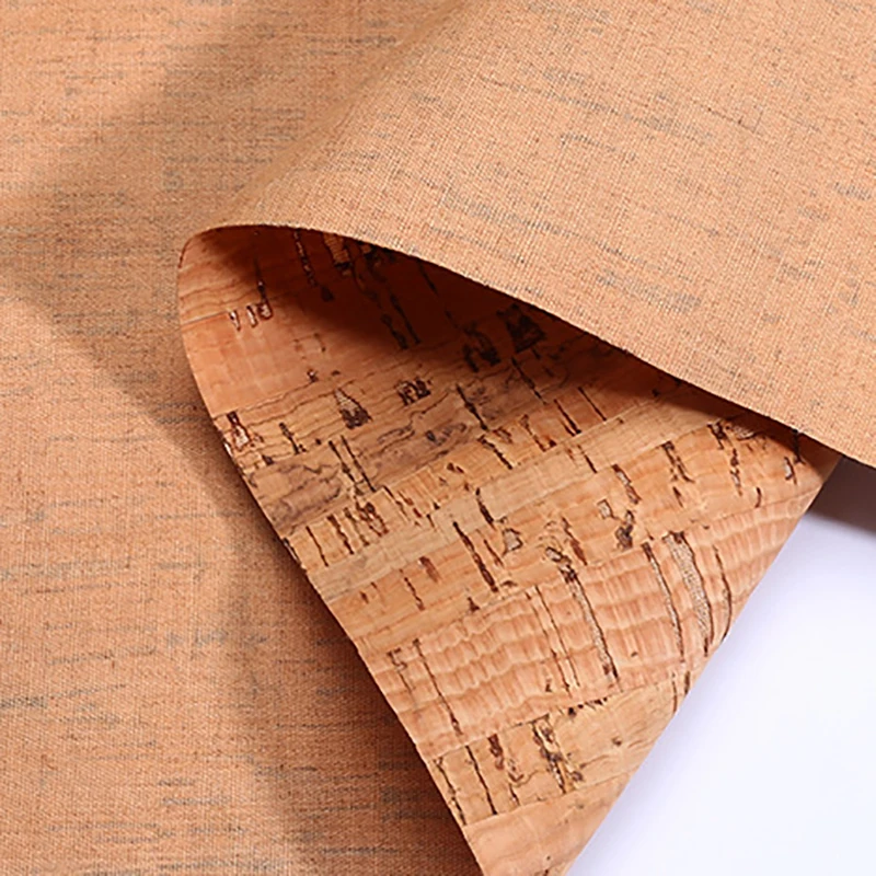 Wooden Fabric Cork Sewing Leather for Bags Soft Cork PU Leather Fabric Gold Silver Color Synthetic Leather