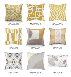 Monad Good Quality Decorative Square Chinese Embroidered Yellow Solid Cotton Pillow Sets Cushion Cover For Sofa