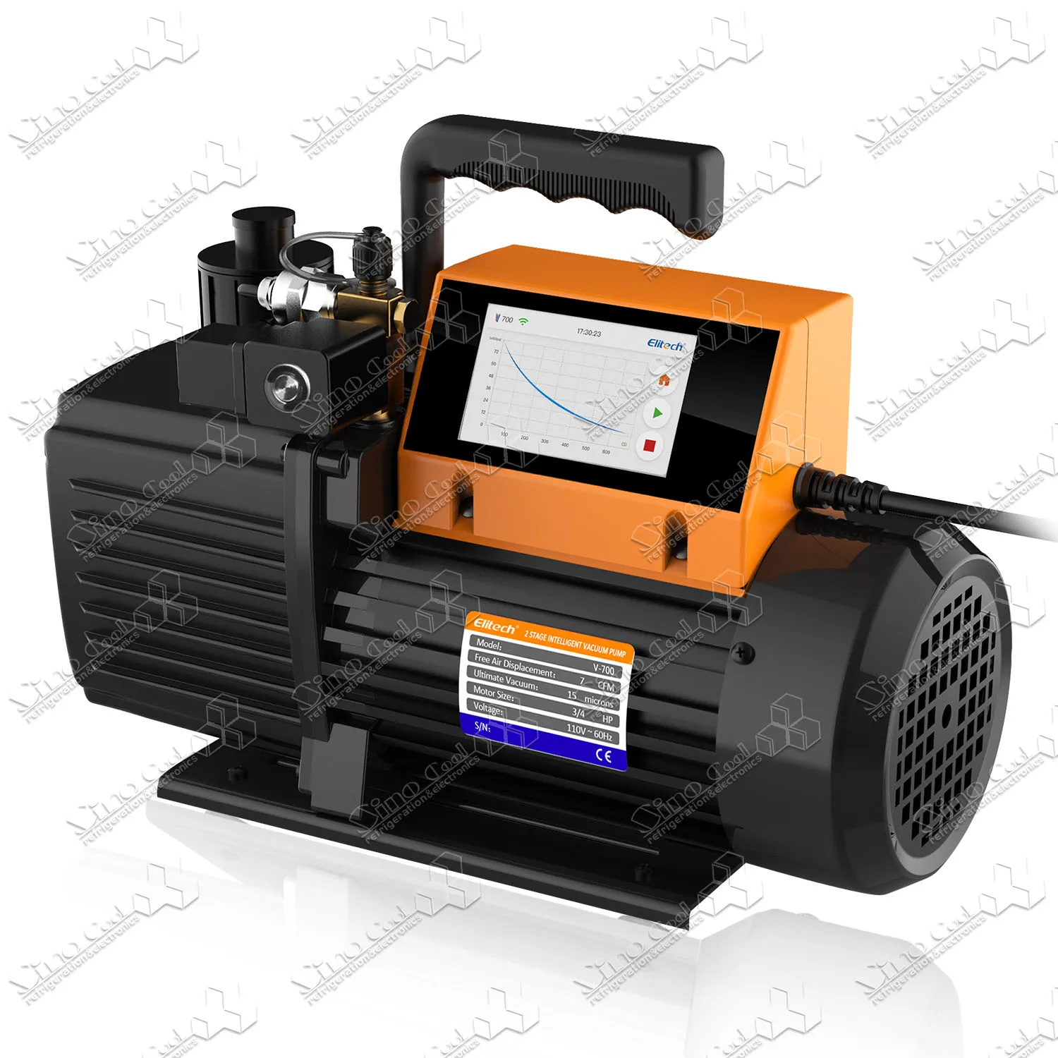 Elitech V700 Intelligent HVAC Vacuum Pump Automotive 7 CFM 2 Stage Touch Screen App Smart Vacuum Pump