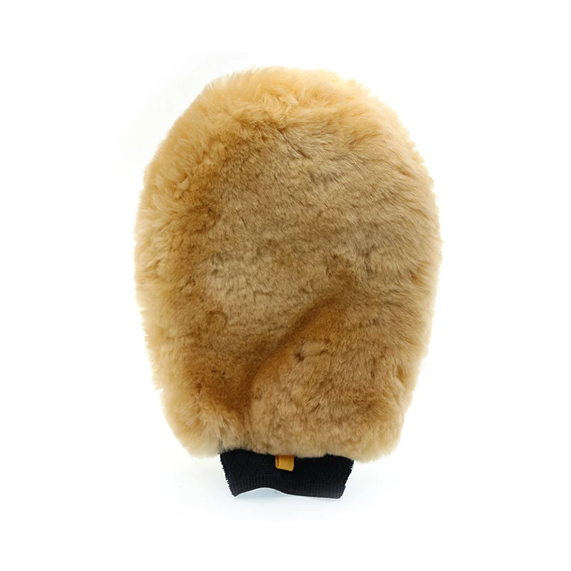 Custom logo acceptable car cleaning genuine sheepskin glove lambs wool car wash mitt