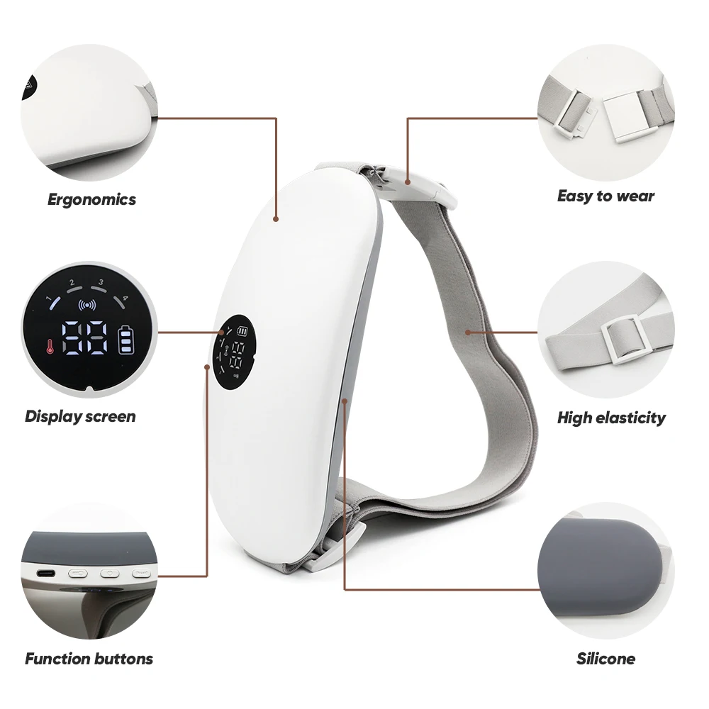 New Patent Heating Vibration Menstrual Heating Pad Women Period Pain Relief Massage Belt Menstrual Heating Pad With Display