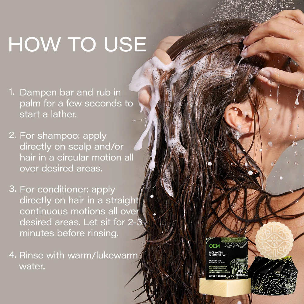 Scalp Care Anti Hair Loss Products Treatment For Bald Hair Rice Water Lightening Shampoo Bar