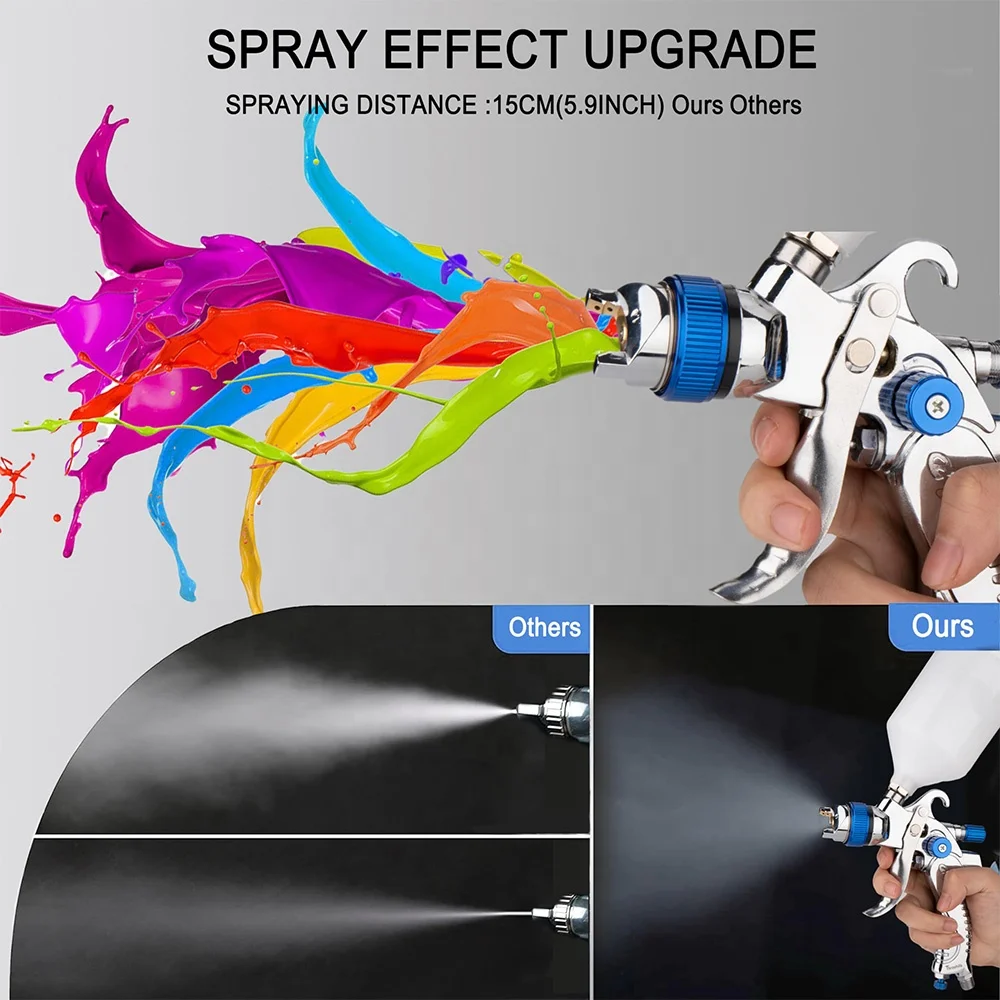2008 HVLP professional car spray gun automotive refinishing pneumatic paint spray gun replaceable nozzle spray gun