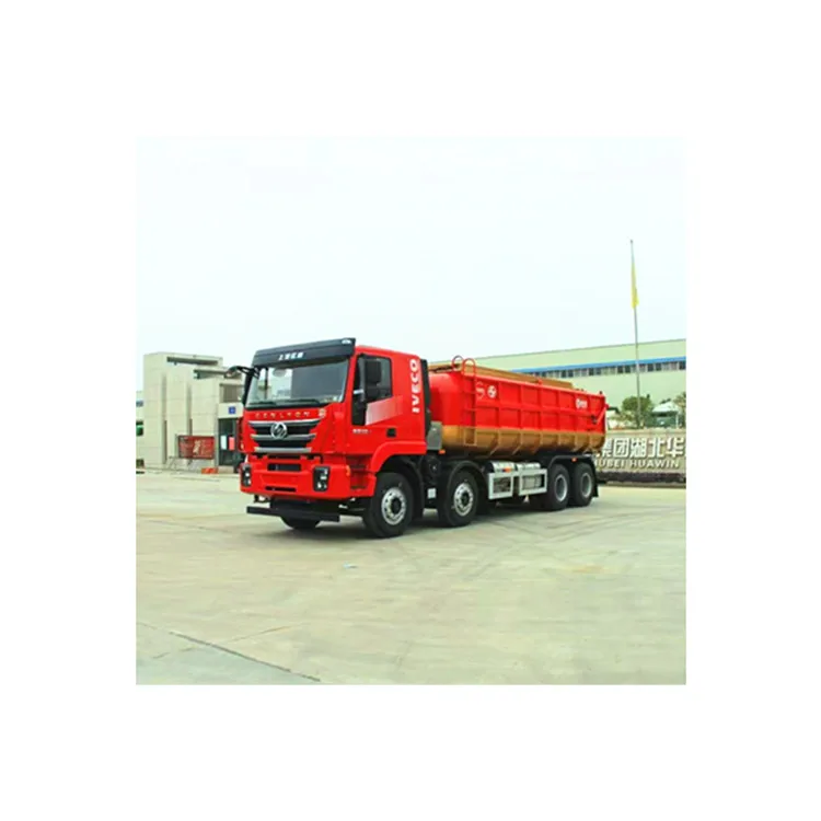SAIC Hongyan 8x4 sludge truck Euro 6 390HP box volume 25000L silt transport truck for sale