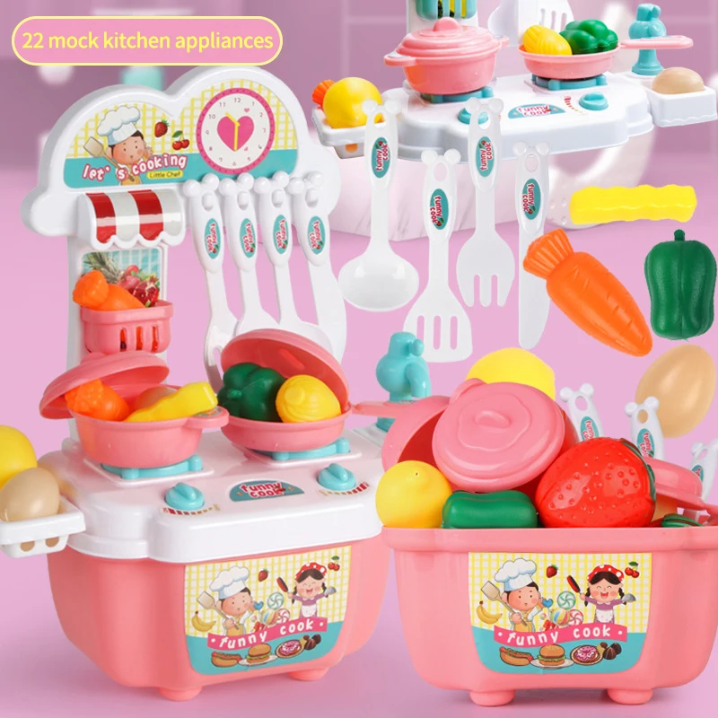 Wholesale Children Play House Plastic Mini Kitchen Educational Toys Kids Pretend Play Food With Games Set For Toddler Girls Gift