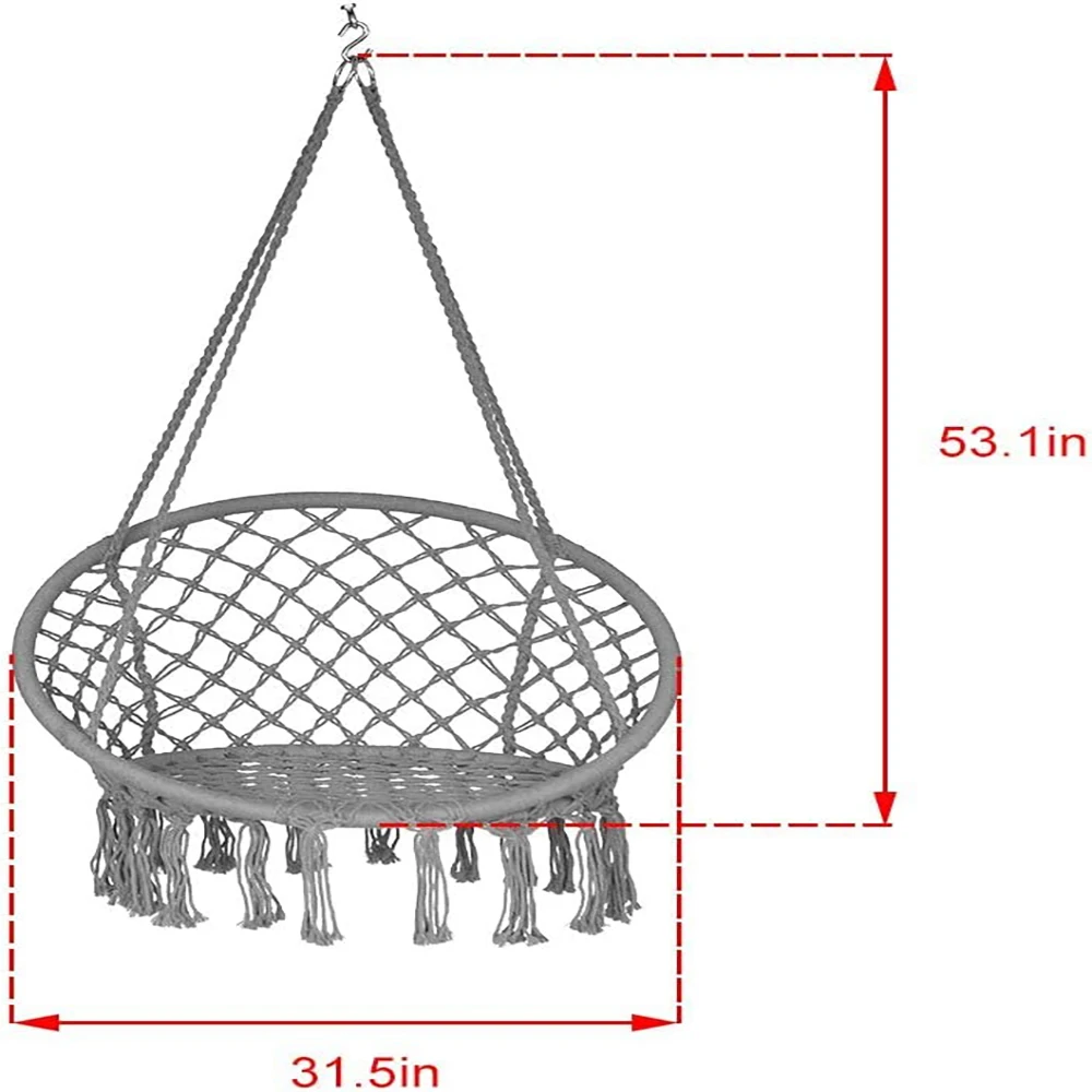 Hand Woven Cotton Rope Swing Chair Hanging Chair with Cushion Pillow