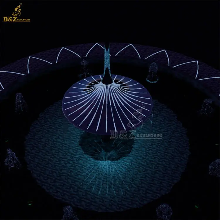 Outdoor Modern Stainless Steel Simple Orthogon Statue Metal Sculpture Water Fountain