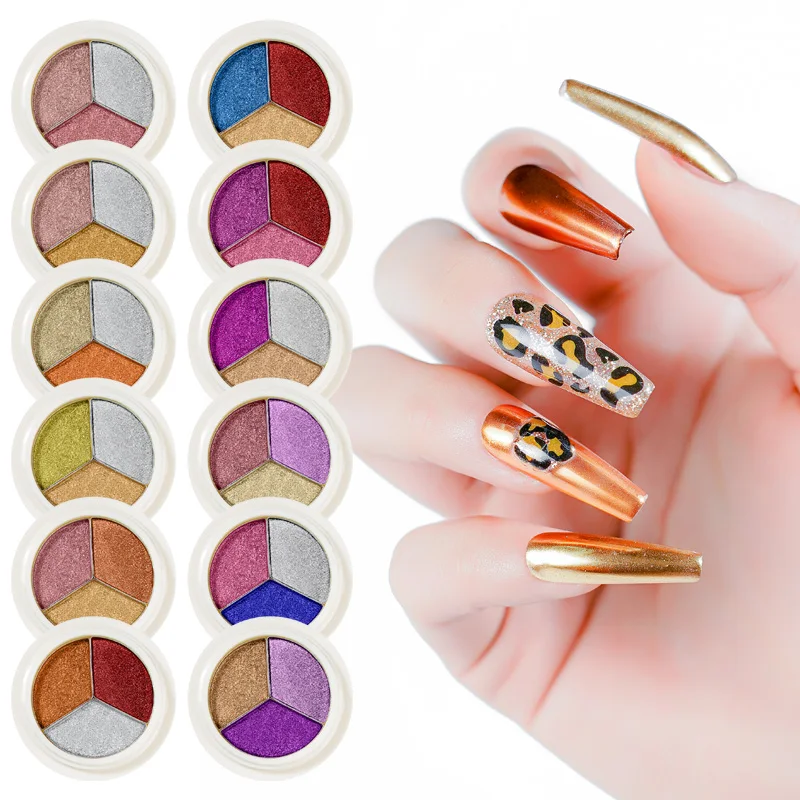 New Designs Gold Series Three Colors Solid Magic Chrome Mirror Nail Decoration Powder