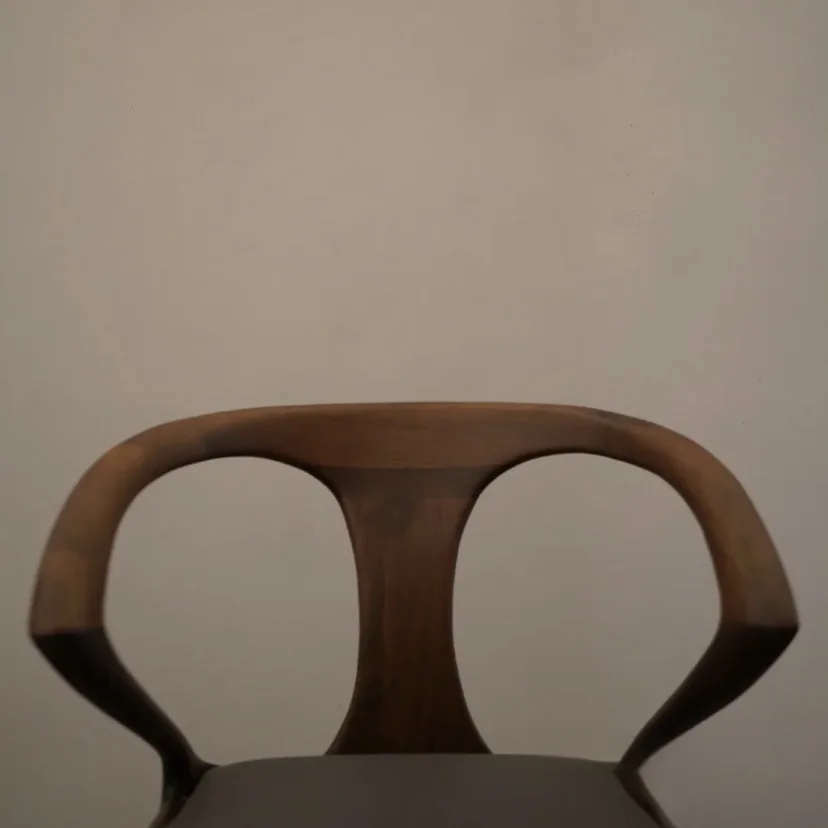 North America Simple Black Walnut Lounge Chair Negotiation Reception Style Solid Wood Dining Chair