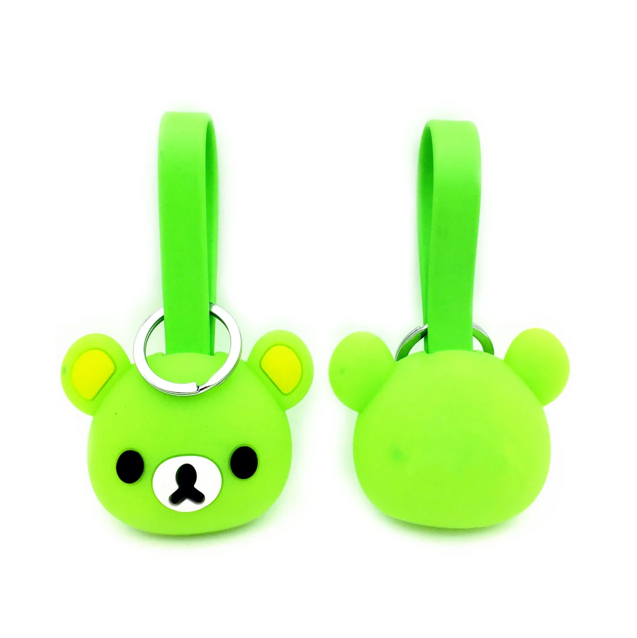 Environmental Silicone Lovely Little Bear Cartoon Silicone USB Keychain 2 in 1 Charge Cable Micro USB Cable 8 Pin for Mobile