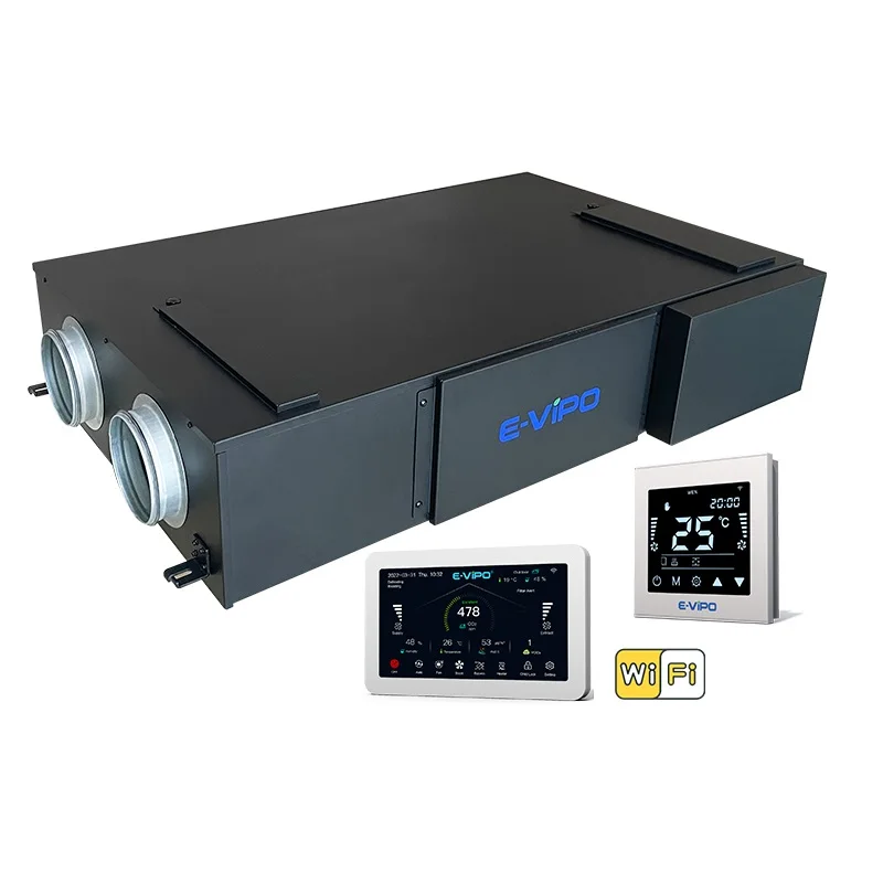 Fresh Air Ventilation System MVHR Mechanical Ventilation HVAC HRV Heat Recovery System with Bypass Freecooling Function