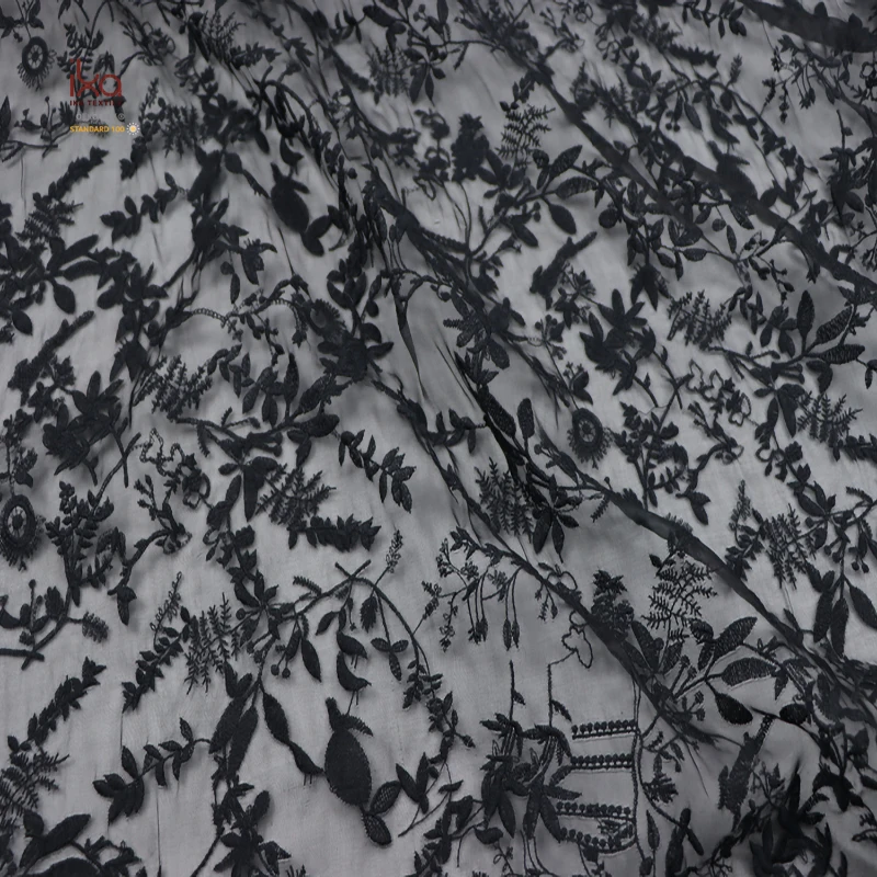 Natural Luxury Wedding Decor Textiles Custom Dyed Print Embroidered Organza 100% Silk Fabrics for Dresses