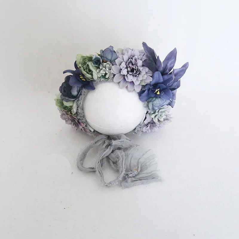 Flower Bonnet Sitter Size New Born Photography Props Baby Girl Floral Garden Hat Accessories  Studio Shoot Photo Props