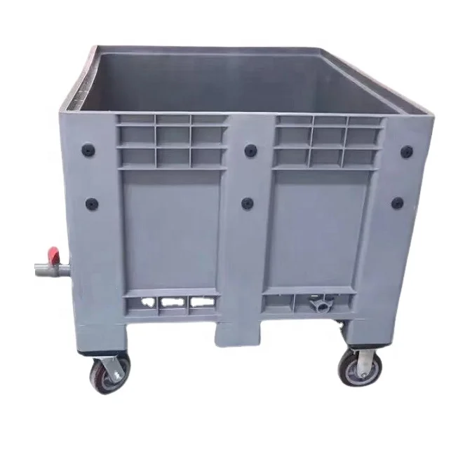 Hard plastic pallet container with casters wholesale plastic pallet boxes with wheels