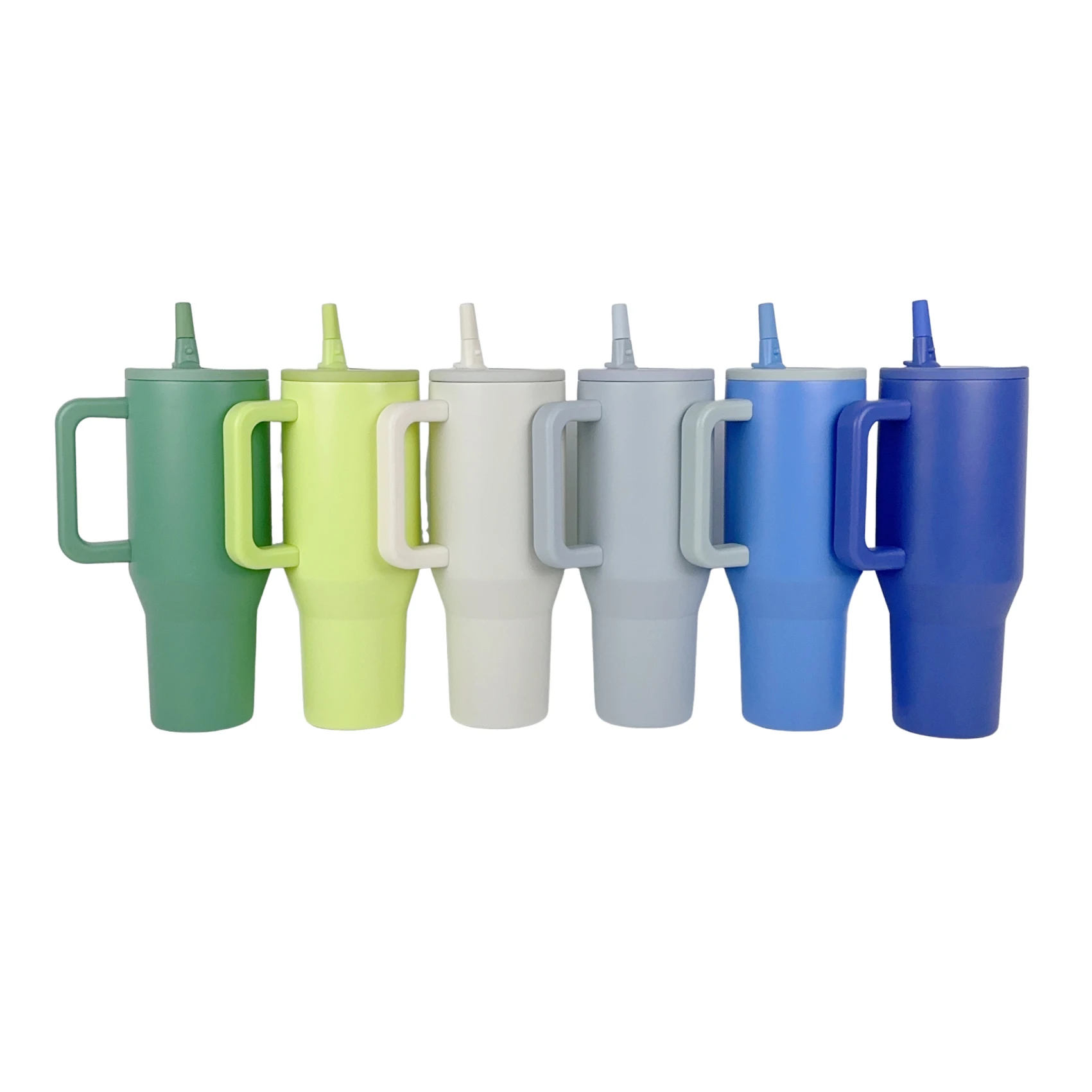 40 oz Tumbler Double Walled Insulated Stainless Steel Leak Proof Cup Travel Mug with Handle and flip straw on lid