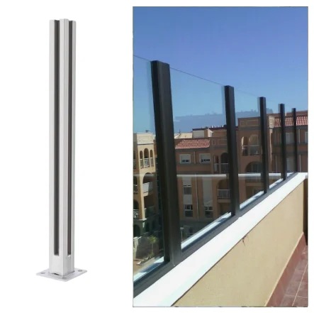 Balcony Railing Slotted Glass Railing Post Low Maintenance Glass Handrail Outdoor Terrace Slotted Tube Handrail Post