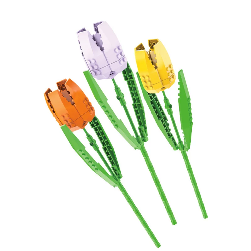 Creative ABS Plastic DIY Flowers Model Handmade Gift Building Block Set Unisex Educational Electronic Toy for Children
