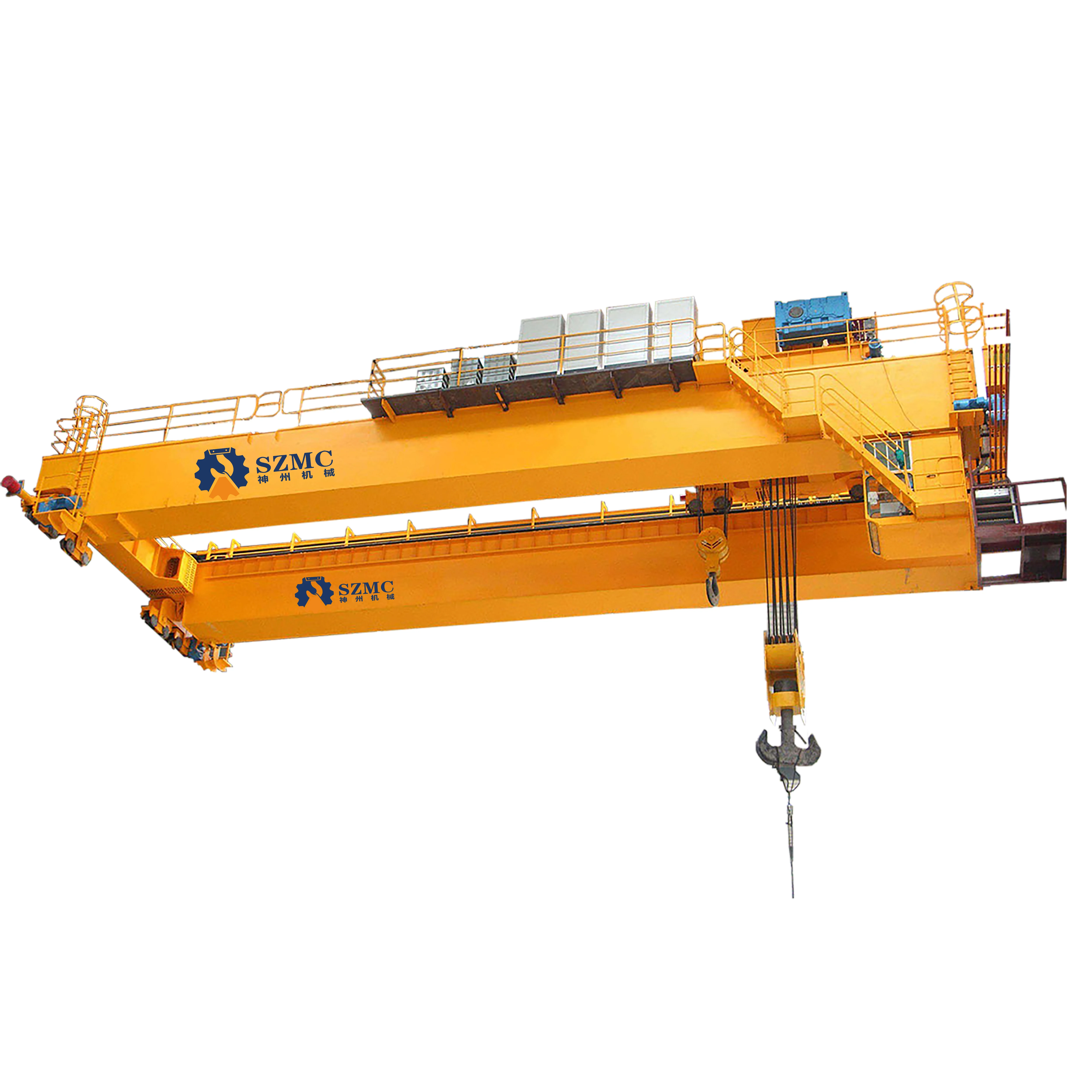 Hot sale source factory  span75 ton 20m double girder beam bridge overhead crane with hook