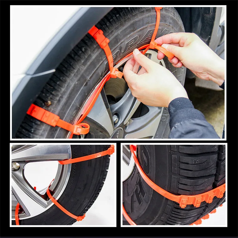 10 Pcs Anti-skid Snow Chains Car Winter Tire Wheel Chains Winter Outdoor Snow Tire Emergency zip ties