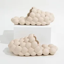 2022 Summer New Fashion Wholesale Eva Foam Slippers Women Massage Pink Bubble Slides With Charms