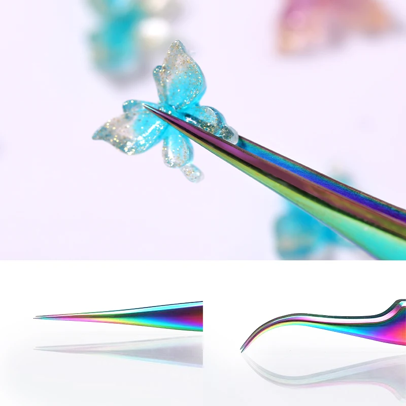 BORN PRETTY Beauty Tools Stainless Steel Straight Curved Nail Art Tweezer for Nail Stickers Decal Rhinestone Picker Tool