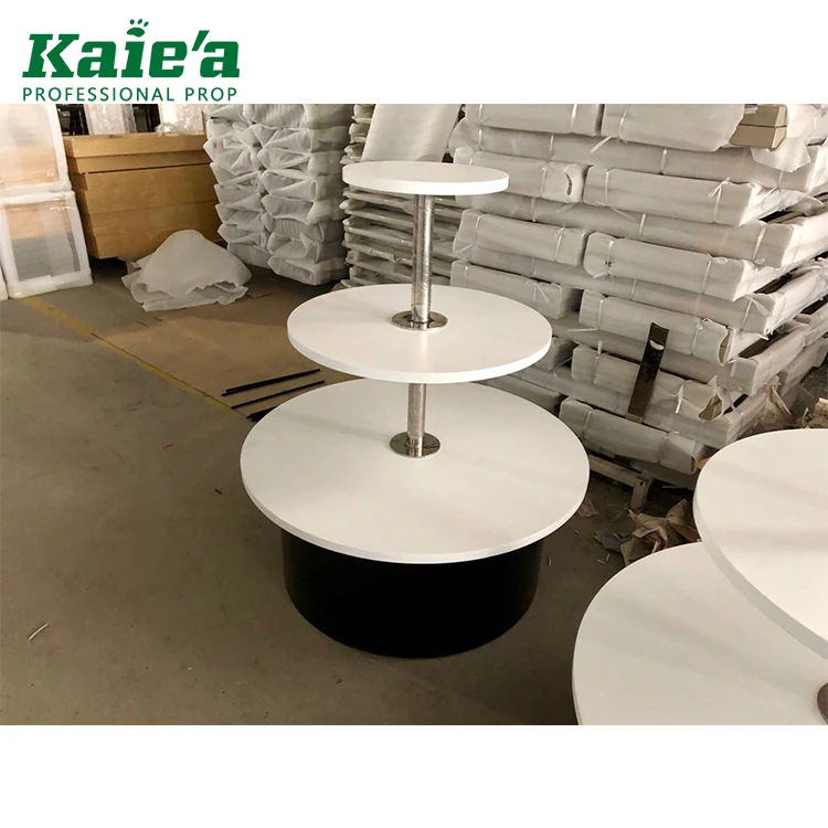 Branded 3 layer Store round shoe Display Table For Shoe Table Displays