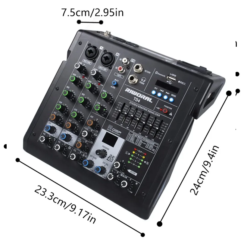 TD4  2 Channel DJ sound mixer professional With 48V USB MP3 99 DSP audio console mixer