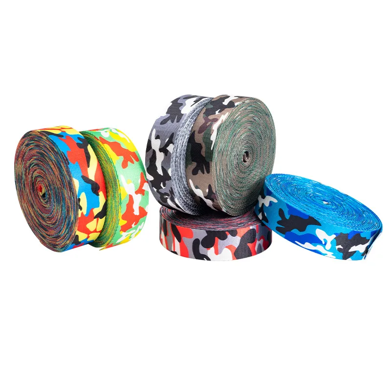 HT camouflage heat transfer printing webbing imitation nylon heat transfer printing webbing luggage backpack accessories webbi