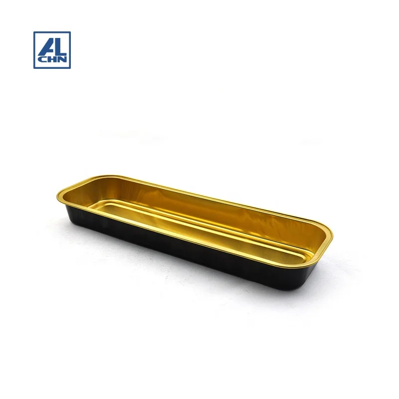 Gold inside,Black outside 700ML/24OZ disposable loaf tray bakery used aluminum foil container