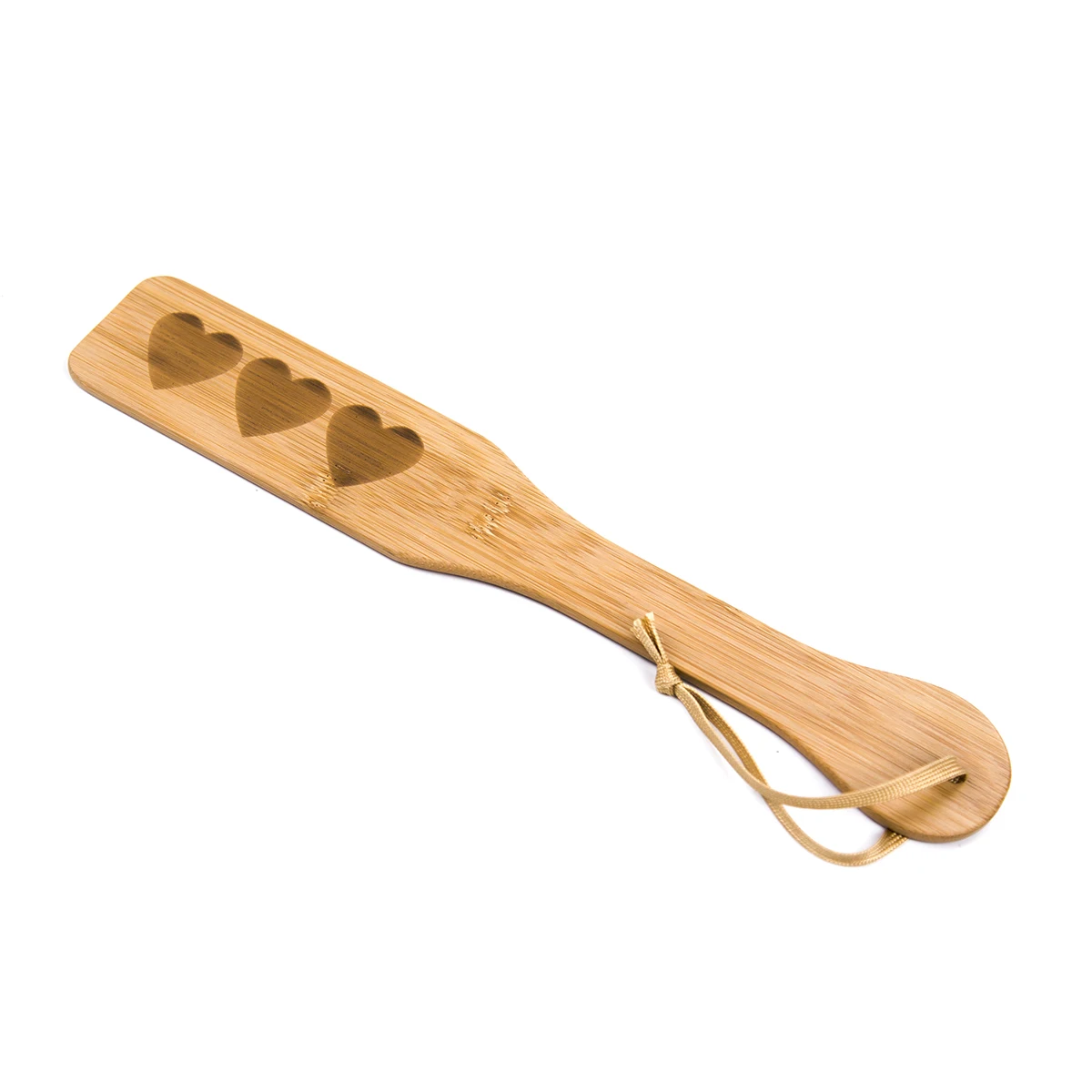 Natural Bamboo Wood BDSM Pain Fetish Mature Sex Toy Spanking Paddle with Love Word/Heart Pattern