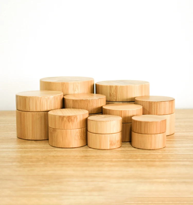 10g 20g 30g bamboo Loose Powder jar  With Sifter Empty Round Loose Powder wood Jar