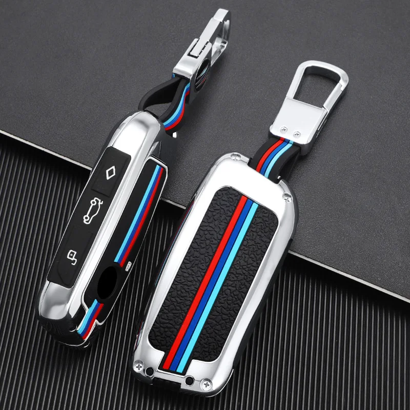 Remote Key Shell Zinc Alloy Cover with Metal Keychain Smart Car Key Case Protection Suitable for Bmw X7