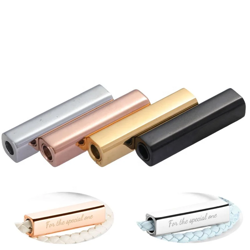 VEROMCA High Quality Stainless Steel Square Magnet Clasp Fits 3mm 4mm Leather Cord Bracelet Accessories