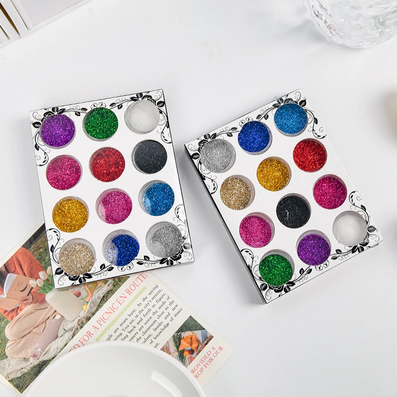 12-Color Nail Glitter Sequins Set Gold & Silver Foil Paper Dried Flowers Crystal Clay-for DIY Art Toys