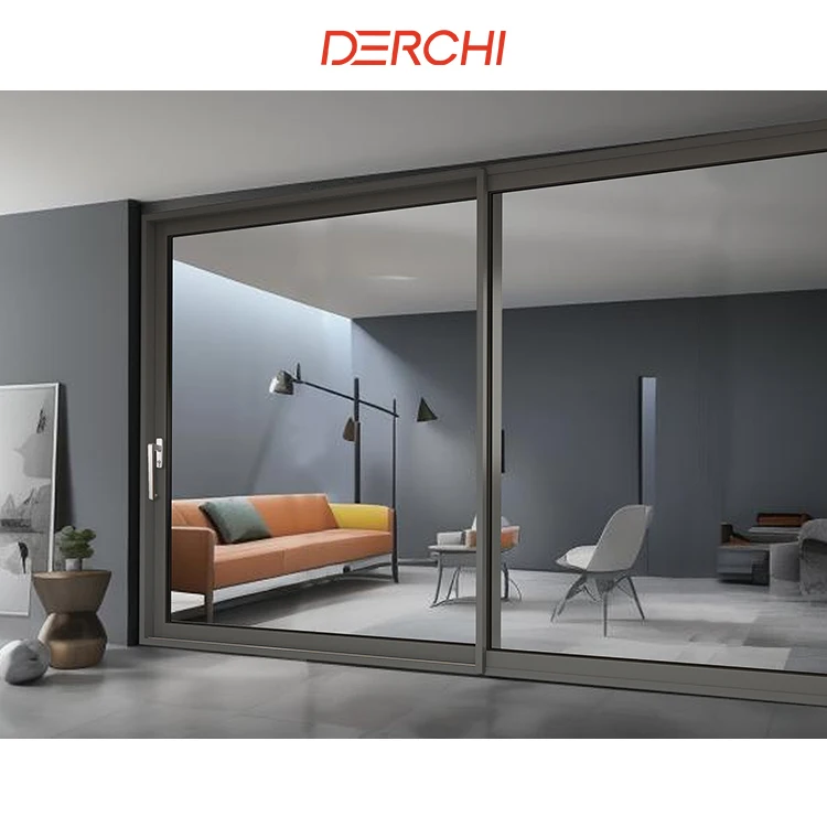 DERCHI NFRC Customized sliding patio door double tempered glass aluminum exterior noiseless sliding door