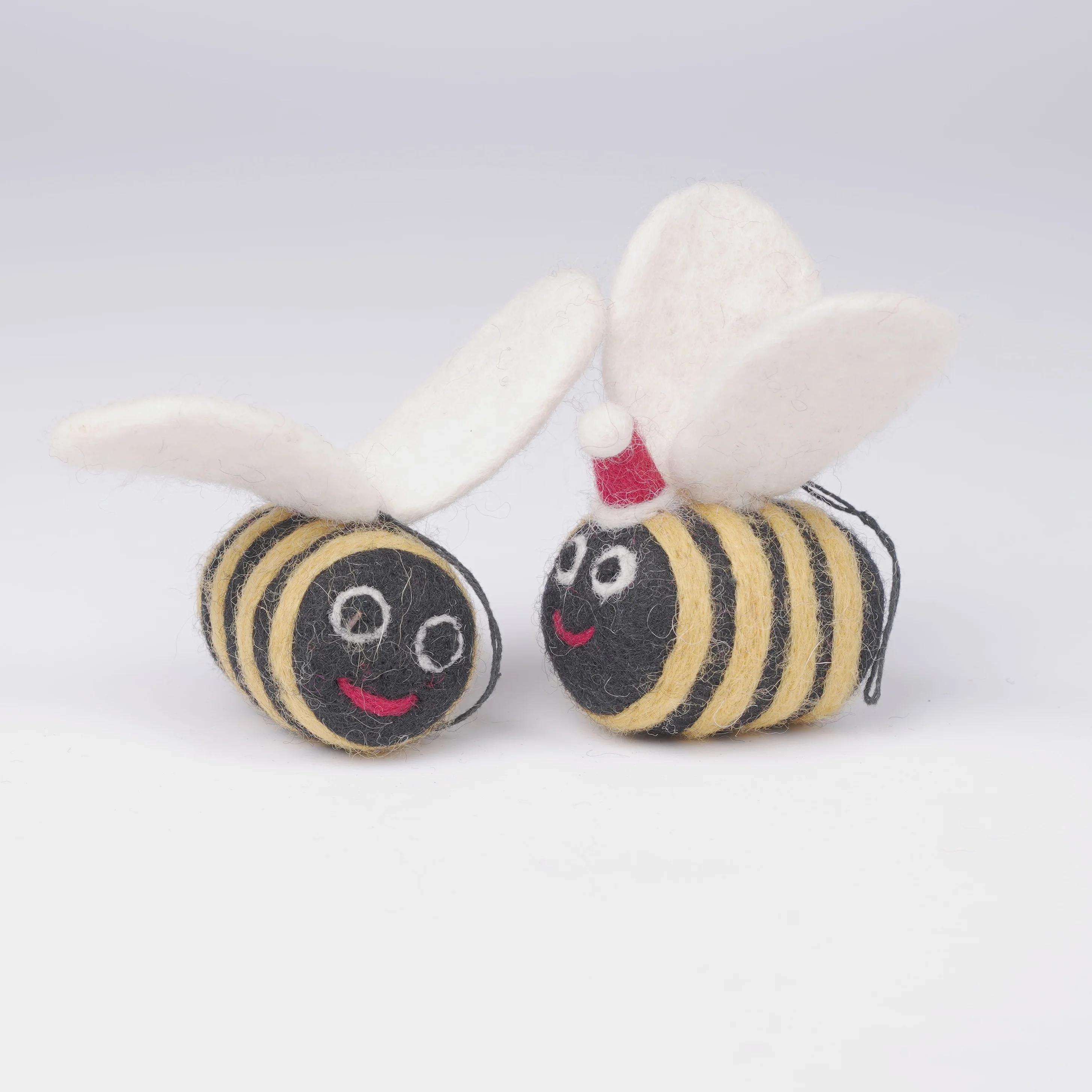 Felted Bee Christmas Decorations handmade using merino wool 100% authentic DIY Home Decorations