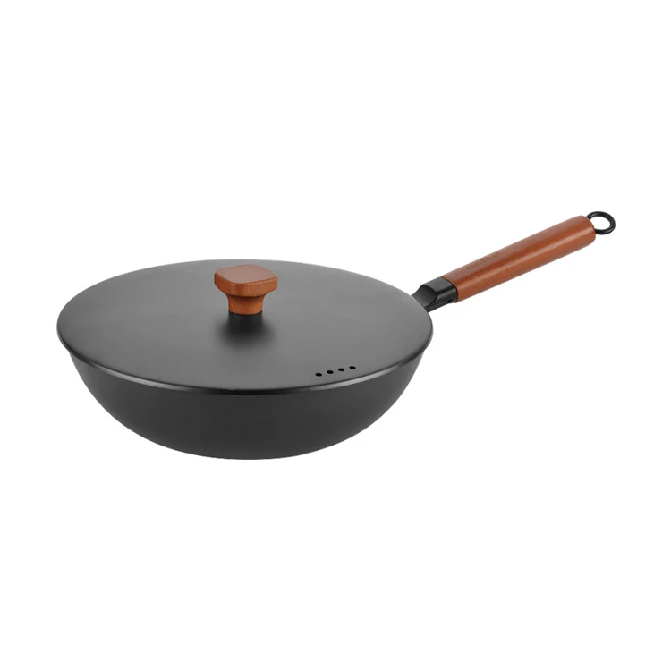 Cheapest cast iron wok pan 3pcs non-stick cookware set