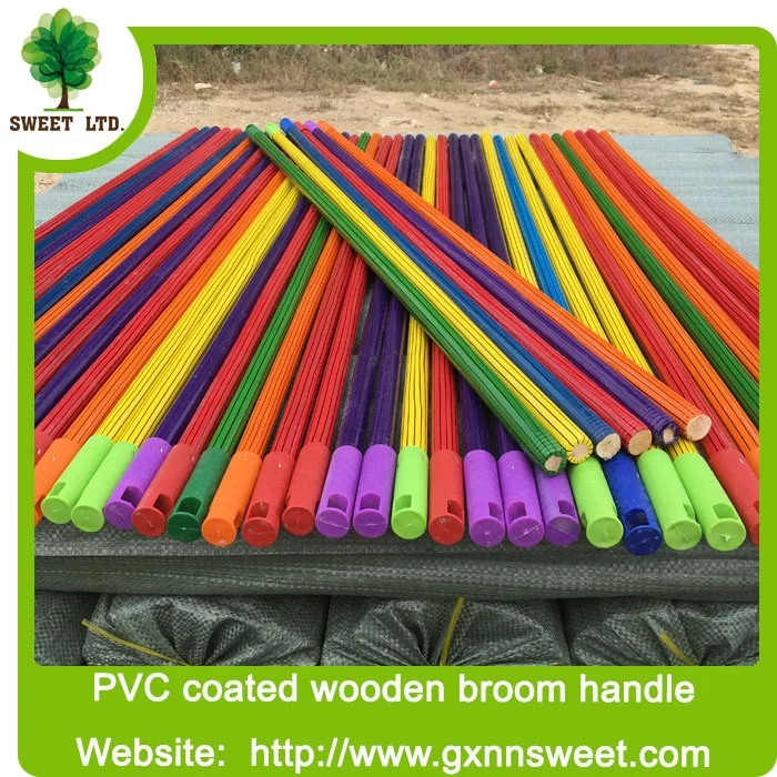 plastic cover PVC coated wooden stick for broom brush mop cleaning products household items