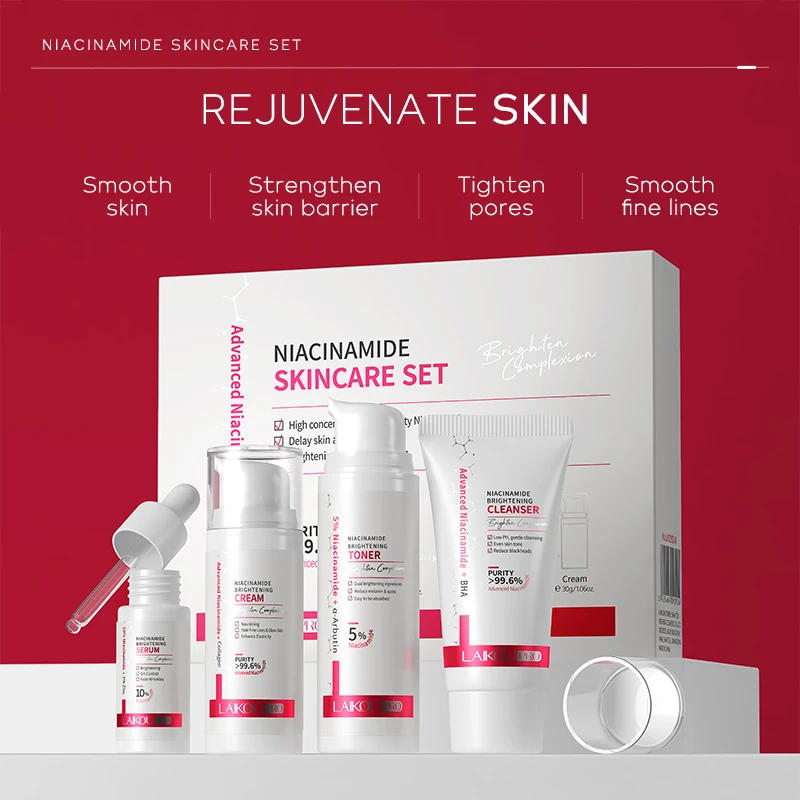 Reduce Fine lines Brighten skin tone  Face Care toner cream cleanser serum PRO NIACINAMIDE SKINCARE SET