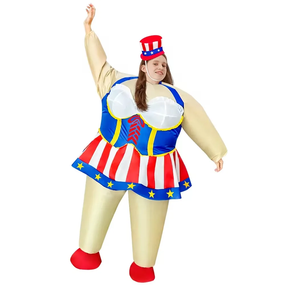 Wholesale Unisex Funny Inflatable Clown Costume Adult Circus Joker Suit for Parties Hand-Drawn Printing for Cosplay