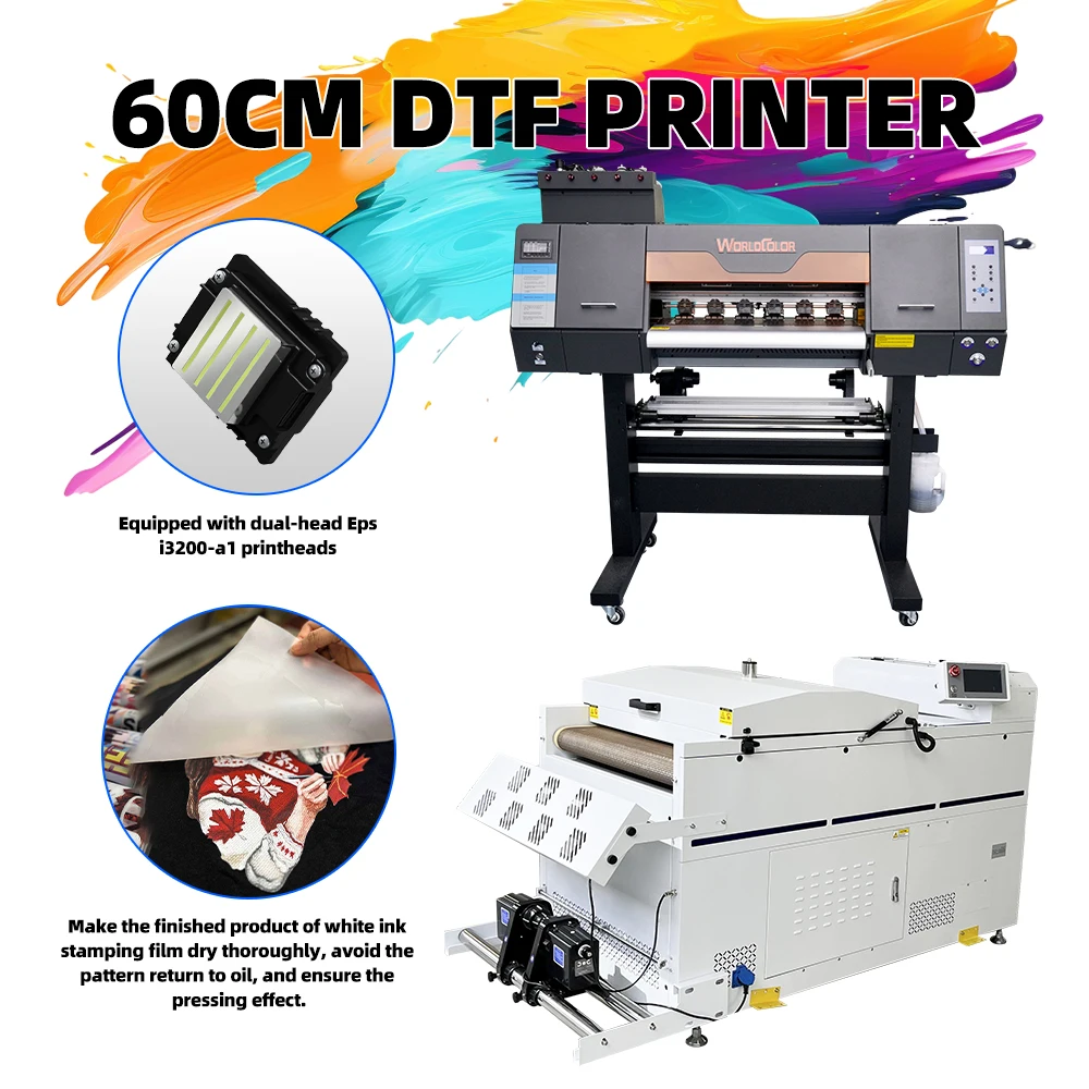 Advance 60cm DTF Printer 2 Heads XP600/i3200 T Shirt DTF Printer Printing Machine Auto Shaker Dryer for All Fabrics