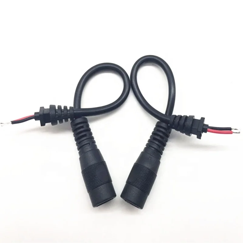 18AWG 5.5*2.1 DC Plug Cable Female Power Cord to Pigtail wire end open with tinned cable for 12V CCTV Camera