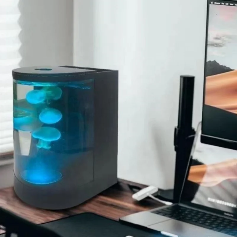 Modern LED RGB Acrylic Jellyfish Tank USB Rechargeable Night Light Hot Selling Small to Large Sizes for Bedroom Power via Touch