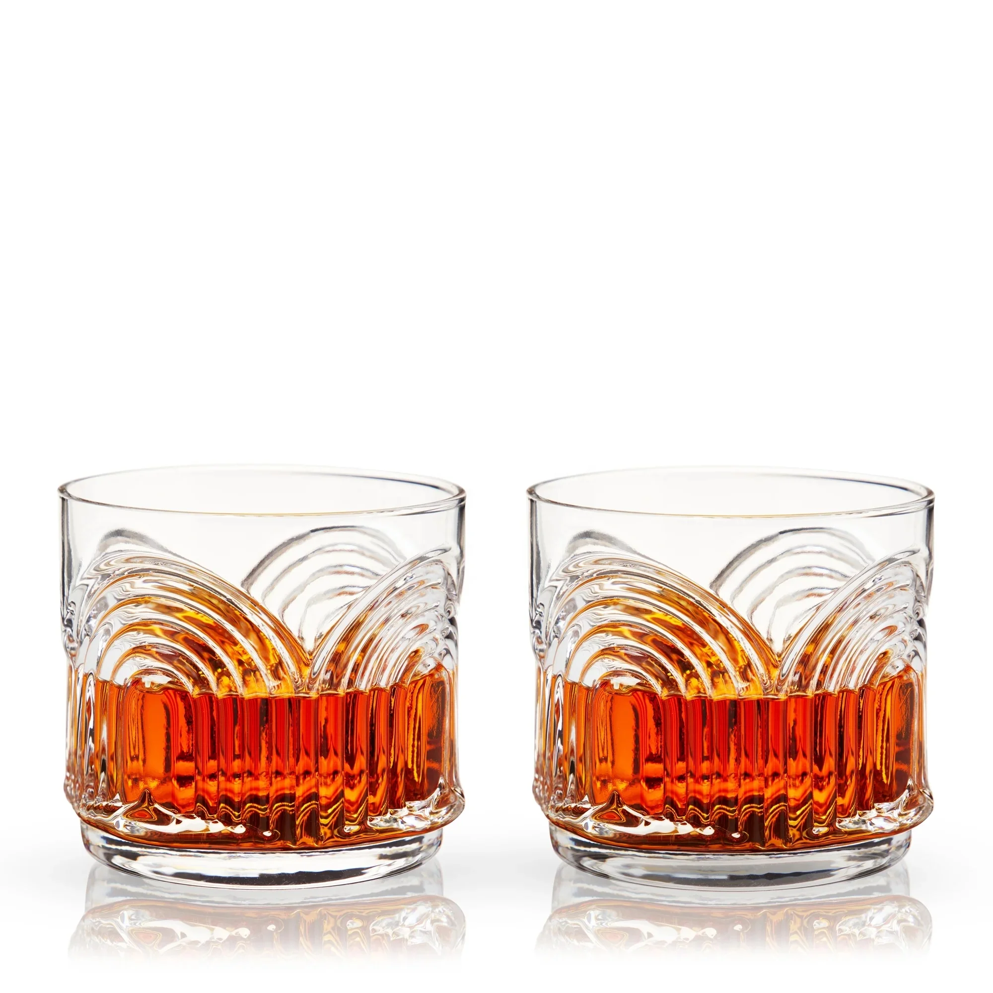 Factory Wholesale Old Fashioned 11 oz Arch U Shaped Lead-free crystal Clear Lowball Tumbler Whiskey Rock Glasses Set