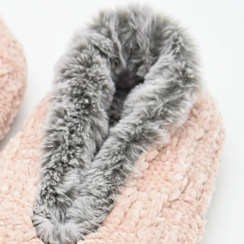 Solid high quality slipper socks warm chenille with fur bedroom home socks for lady