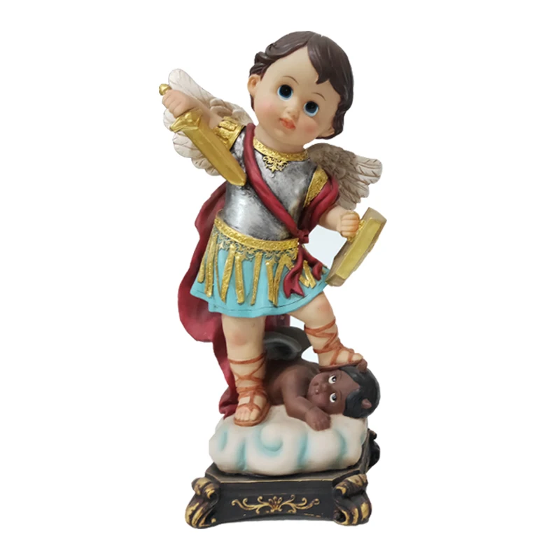 Custom Catholic religious statue resin Christian Michael Archangel statue Saint Miguel sculpture church decoration