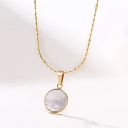 Manufacturer  women minimalist jewellery Square malachite shell pendant necklace